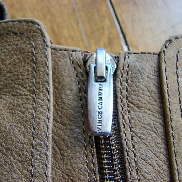 Vince Camuto Hayes Tan Brown Leather Chunky Heel Ankle Boots Booties Size 7 - Picture 5 of 14